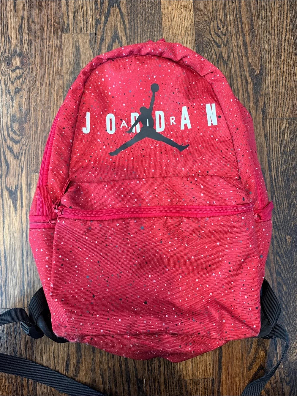 Jordan Red Speckled Kids Backpack with Black Jumpman